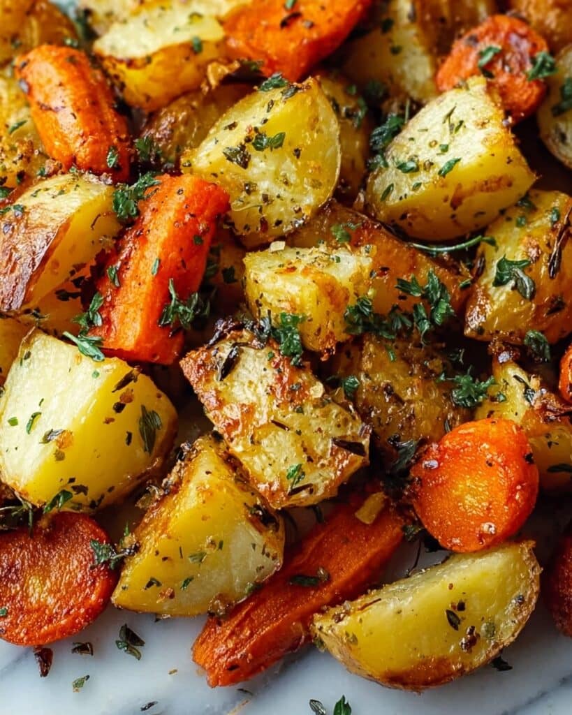 Garlic Herb Roasted Potatoes, Carrots, and Zucchini Recipe