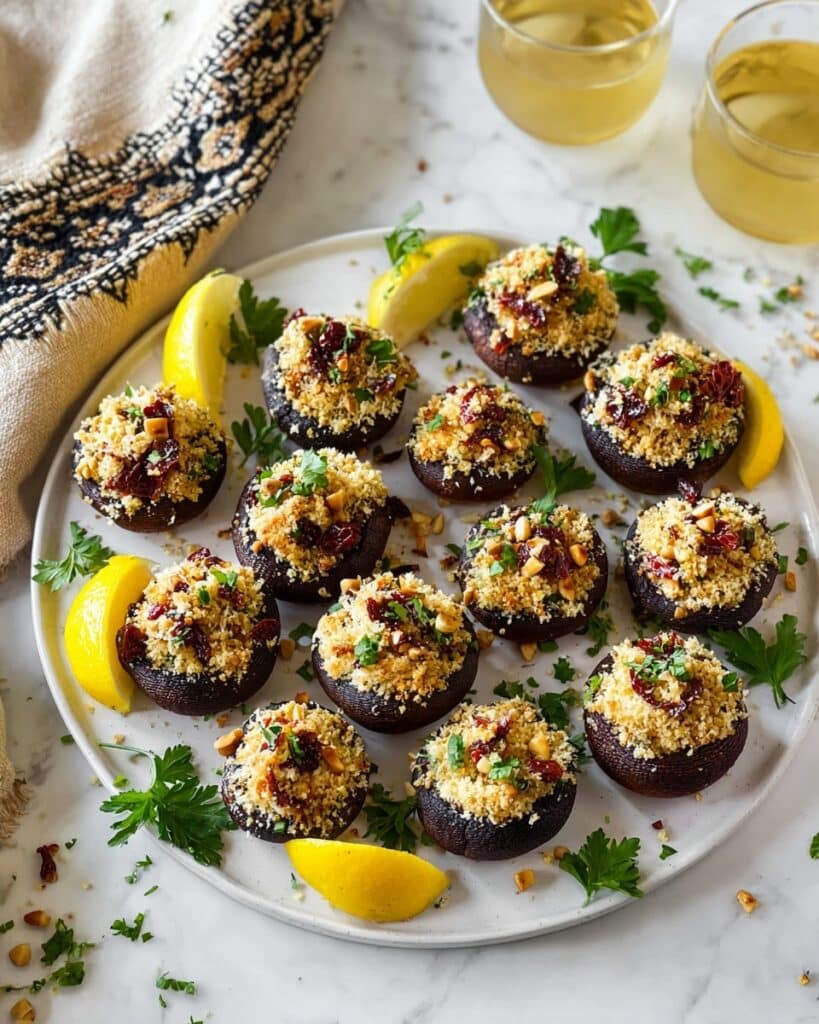 Stuffed Mushrooms with Sun-Dried Tomatoes, Panko, and Pecorino Recipe