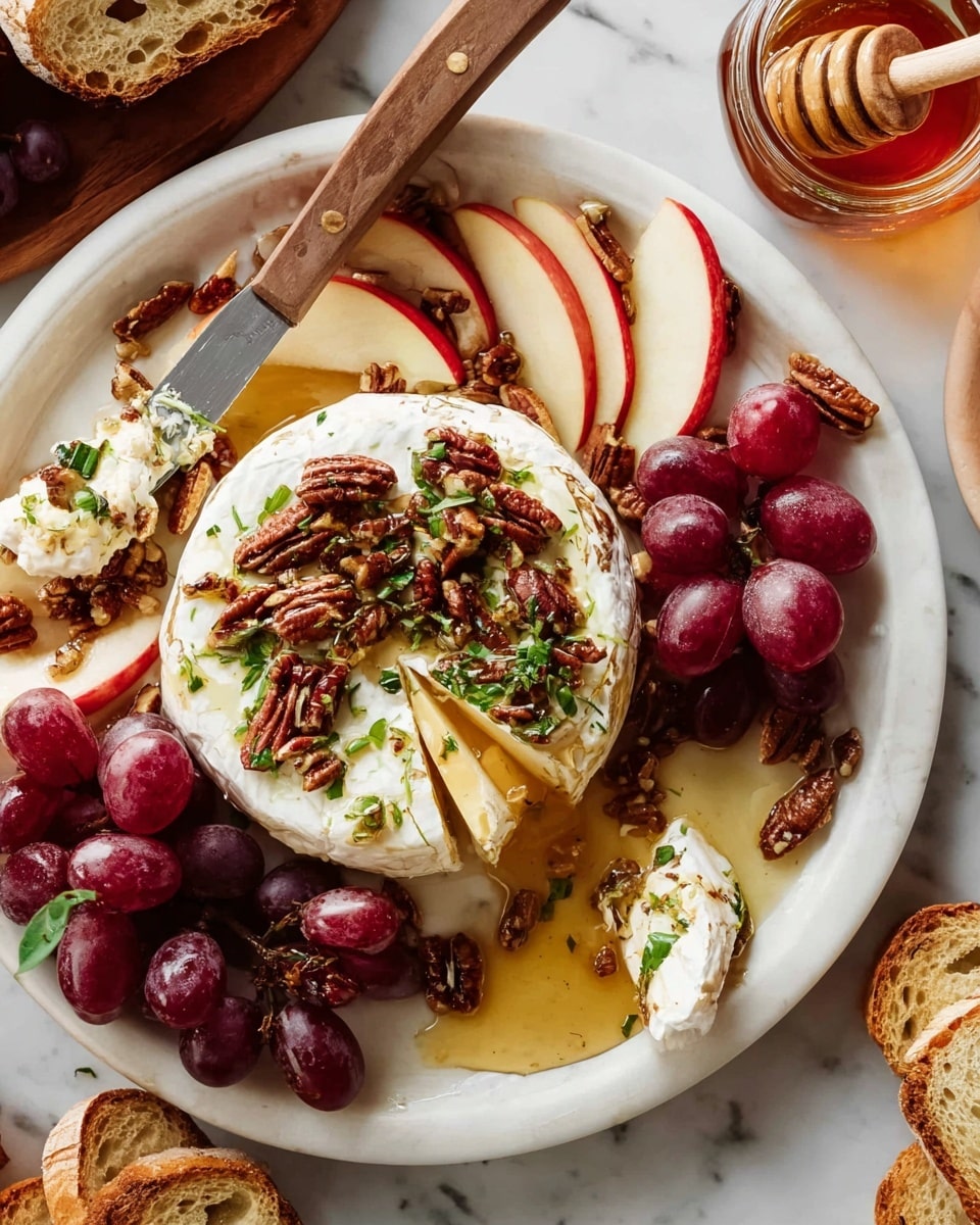 Baked Brie with Honey, Pecans, and Fresh Garnishes Recipe
